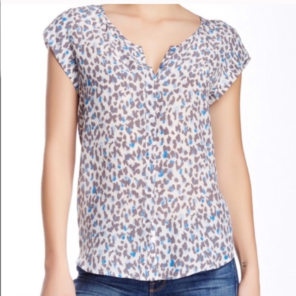 Joie Iva silk cap sleeve blouse in animal print